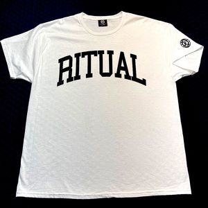 RITUAL T-Shirt. White with Bold Black Lettering. Size X-Large
